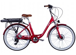 Велосипед з електроприводом 26" алюміній Dorozhnik RUBY AM рама-17" 48B 12,5А*год з кріпл. до багажн. 500Вт 