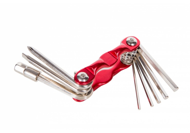 Мультитул Kenli KL-9833B красный+ CP 9 функций: шестигранники, отвёртки