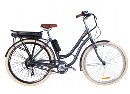 Электровелосипед 28" CORAL трещ., 500Вт 36В редуктор. задн.привод, 17.5Ач LG M3500 с крепл. к багажн., дисплей, макс.пробег 70км, 40 км/ч (серый)