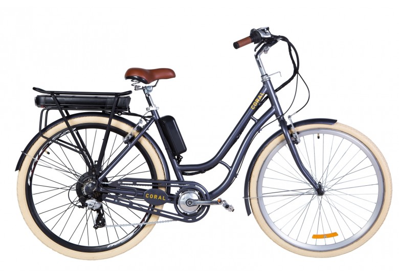 Электровелосипед 28" CORAL трещ., 500Вт 36В редуктор. задн.привод, 17.5Ач LG M3500 с крепл. к багажн., дисплей, макс.пробег 70км, 40 км/ч (серый) Электровелосипед 28" CORAL трещ., 500Вт 36В редуктор. задн.привод, 17.5Ач LG M3500 с крепл. к багажн., дисплей, макс.пробег 70км, 40 км/ч (серый)