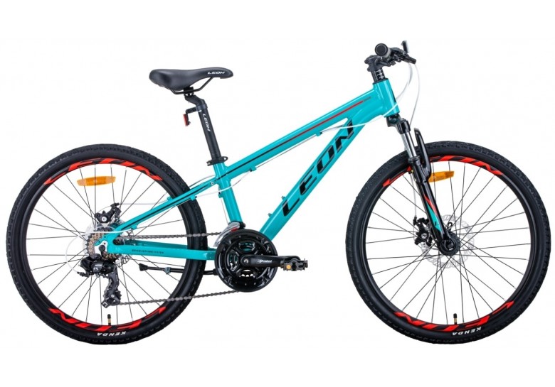 Велосипед 24" Leon JUNIOR AM DD 2020 (бирюзово-красный с черным) Велосипед 24" Leon JUNIOR AM DD 2020 (бирюзово-красный с черным)